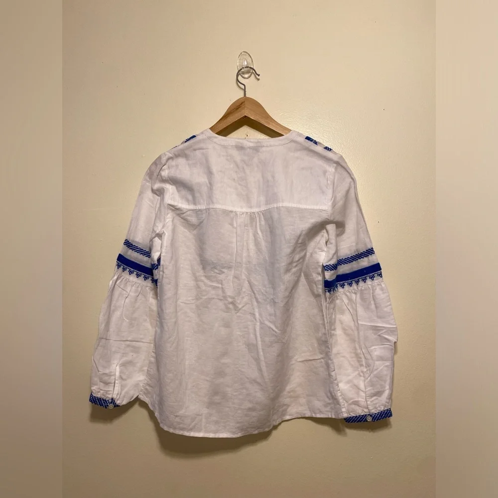 J. Crew White Linen Blend Blouse. Size 2